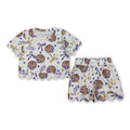 Short sleeves tiger bow scallop girls team outfits