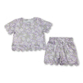 Lavender white floral scallop girls summer clothes