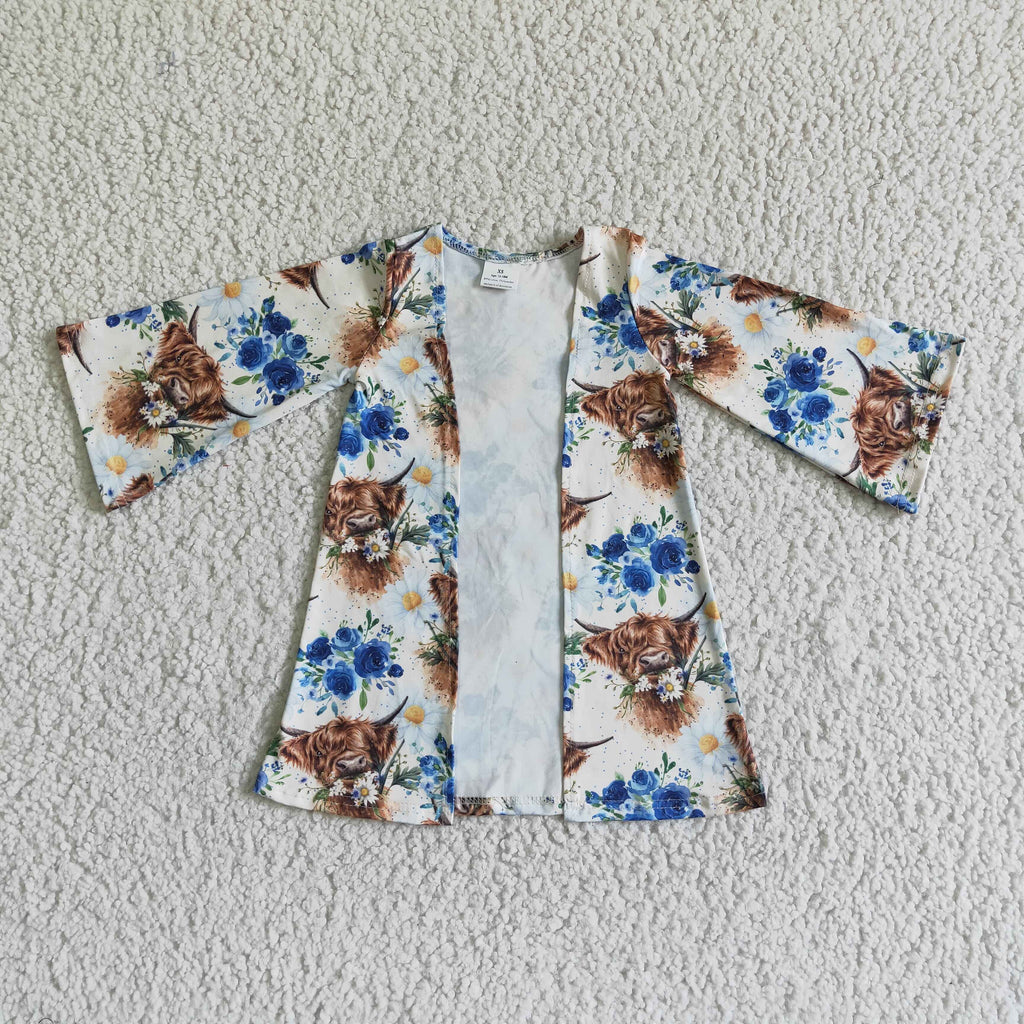 Highland cow floral baby girls cardigan