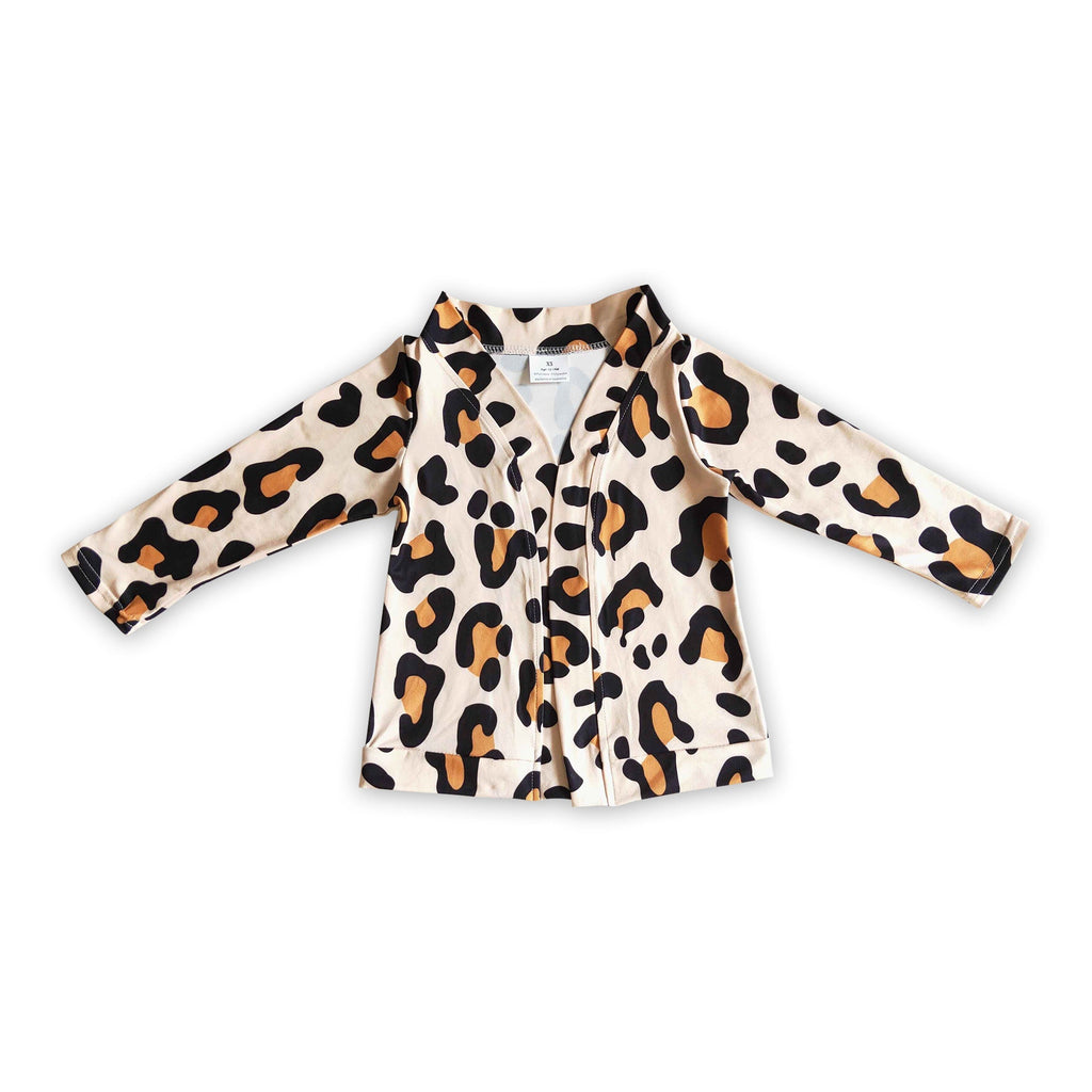 Leopard long sleeves baby girls fall winter cardigan