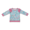 Pink ruffle long sleeves seaweed toddler girls shirt