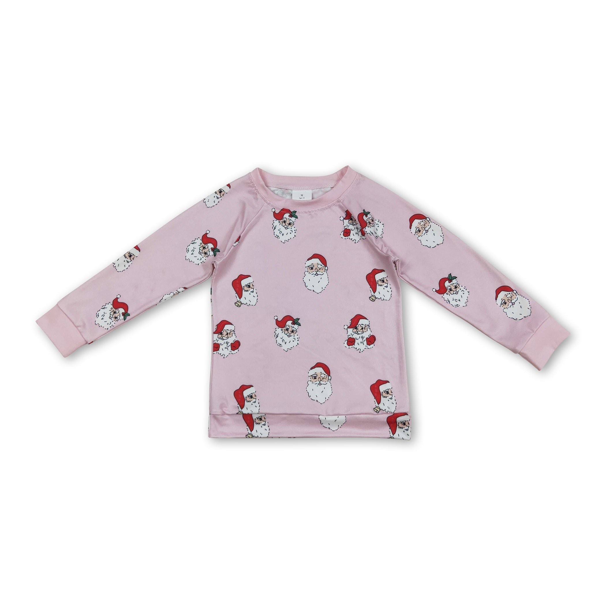 Pink long sleeves santa kids girls Christmas shirt