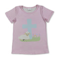 Pink short sleeves cross goat kids girls Easter shirt