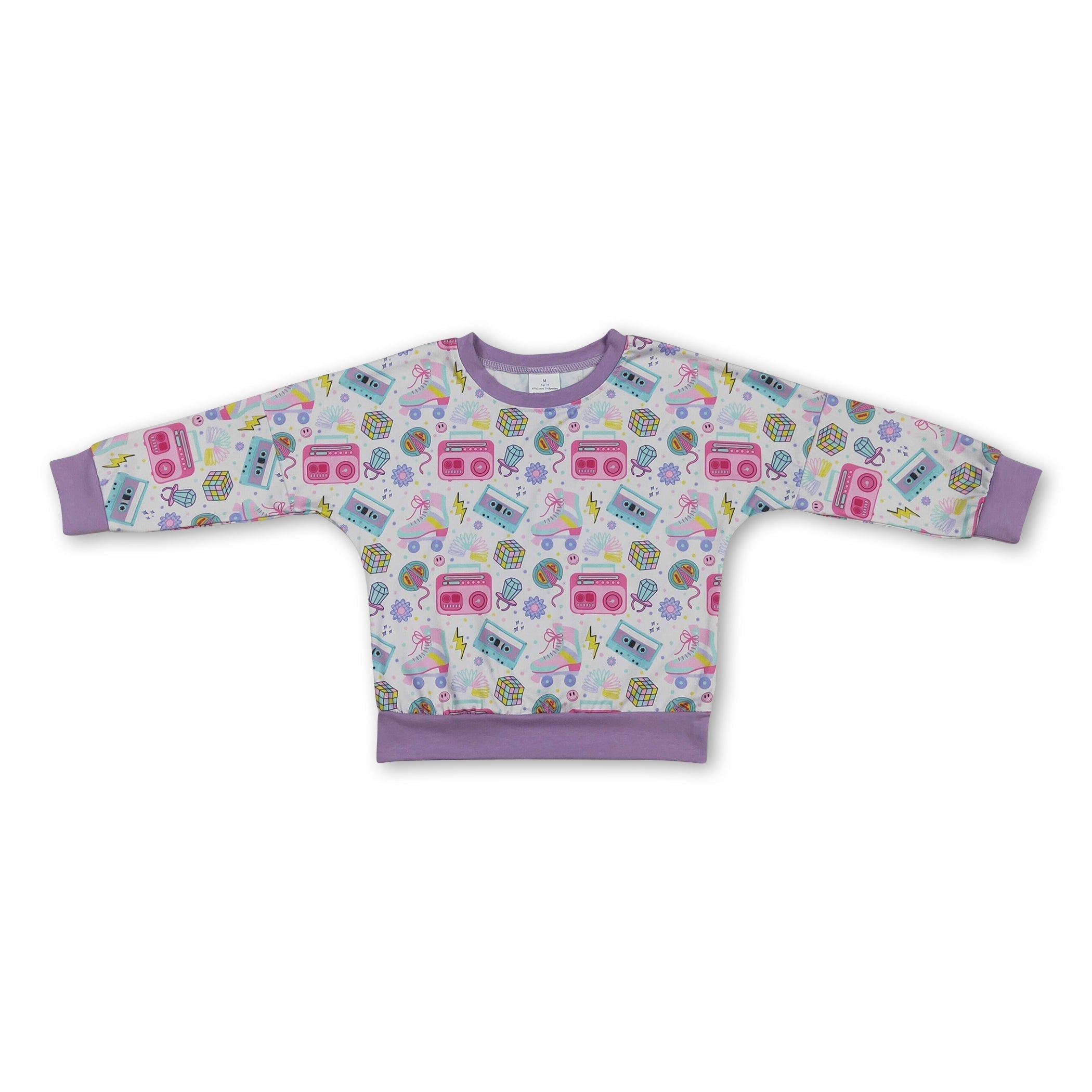 Long sleeves skates music kids girls shirt
