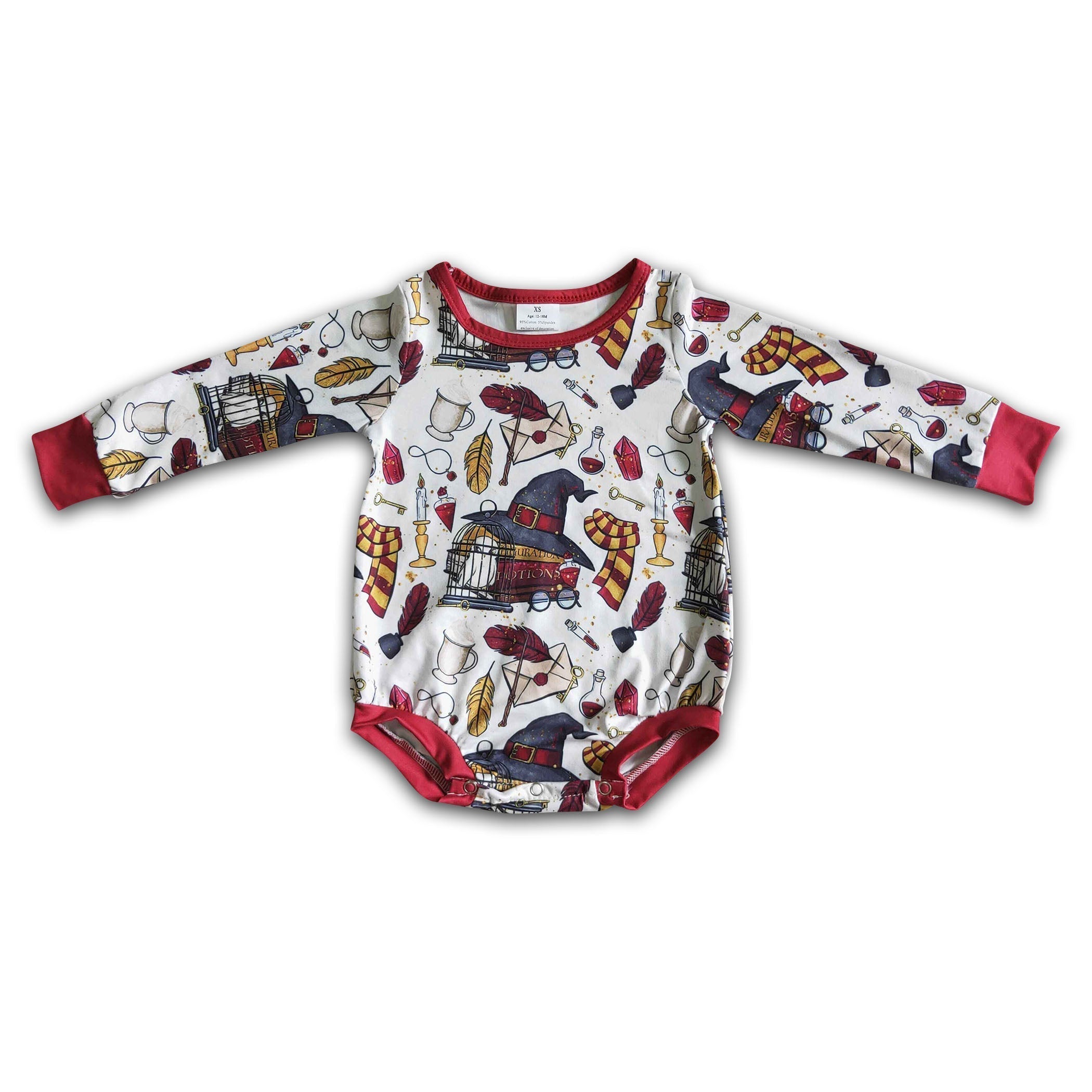 Cute magic long sleeve baby girls fall romper