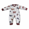 Polka dots cows long sleeve brown baby boy romper