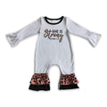 She is strong leopard long sleeves baby girls romper