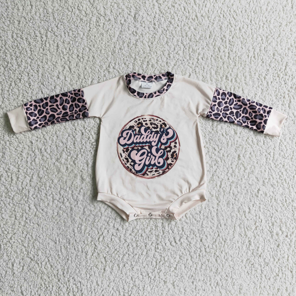 Daddy's girl leopard baby girls romper