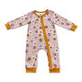 Ladybug flower long sleeves baby girls zipper romper