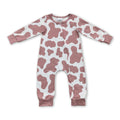 Long sleeves cow print baby kids zipper romper