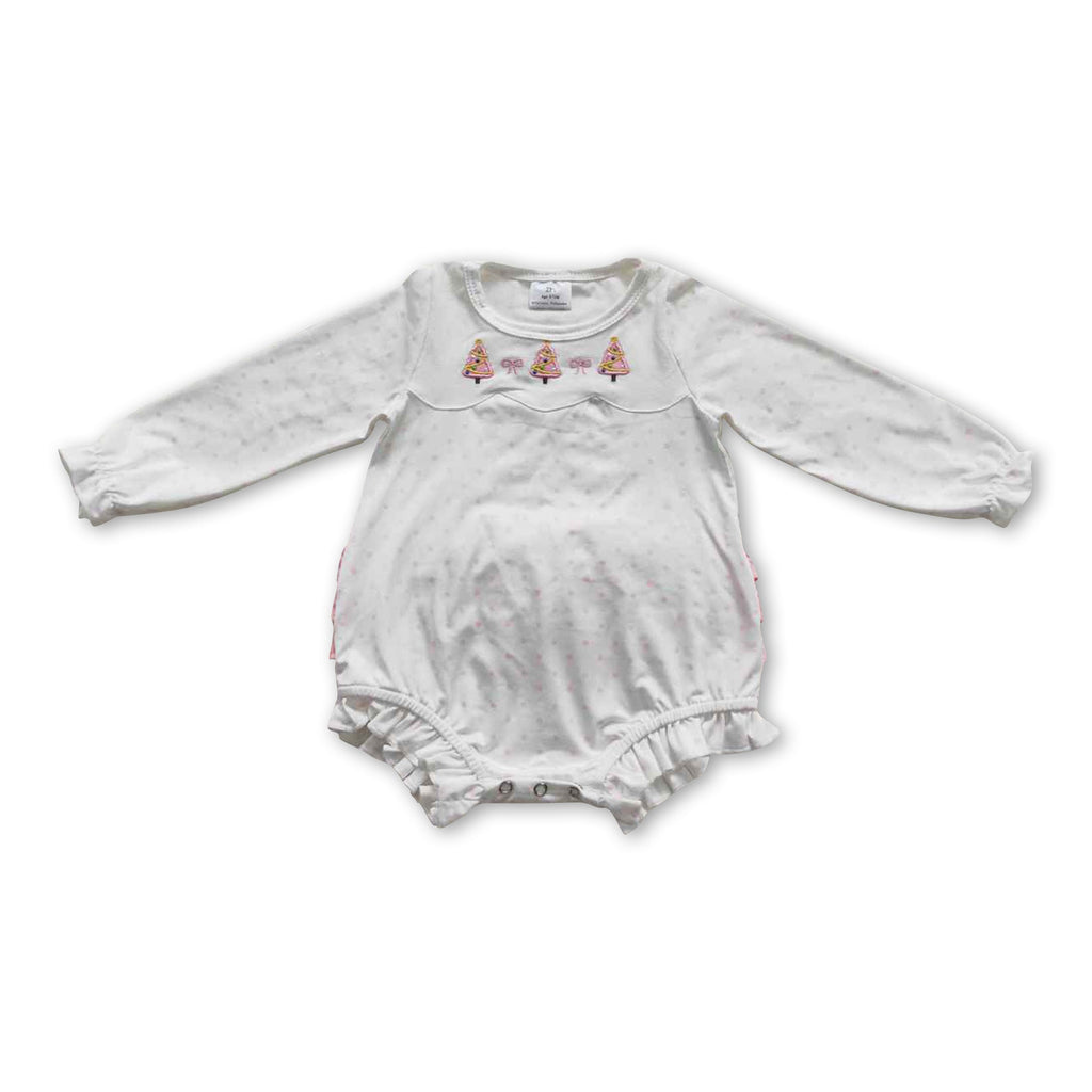 Christmas tree polka dots baby girls romper
