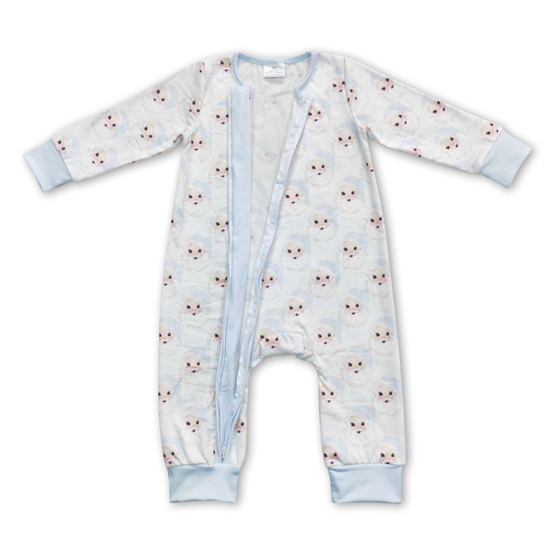 Blue santa baby boy zipper Christmas romper