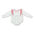 Long sleeves Christmas tree bow baby girls romper