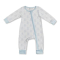 Light blue long sleeves dog baby boys zipper romper