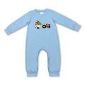 Light blue Christmas tree truck baby boy romper