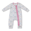 Long sleeves pink ruffle bow baby girls zipper romper