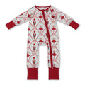 Red bow ballet baby girls Christmas zipper romper