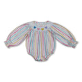 Long sleeves colorful stripe heart baby girls Valentine's romper