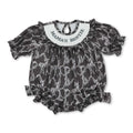 mama's bestie smock short sleeves heart baby girl romper