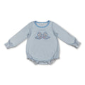 Long sleeves floral bow embroidery stripe baby girl romper