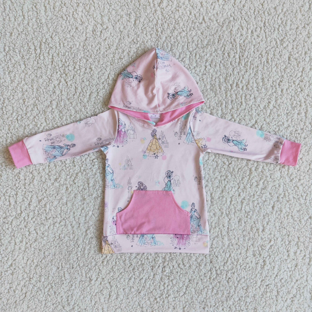 Pink princess long sleeve baby girls hoodie