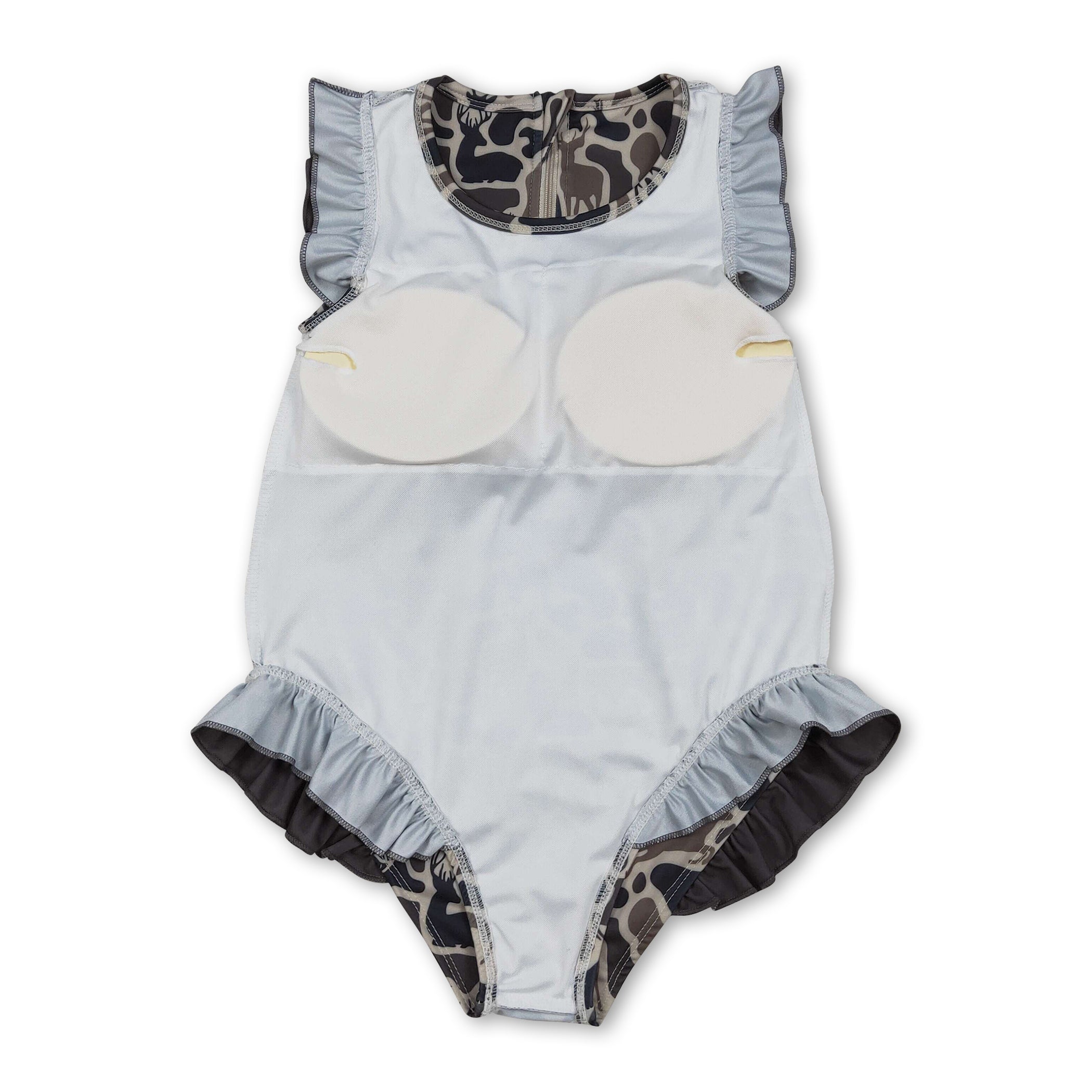 Ruffle camo deer hunting baby girls one piece swimsuit