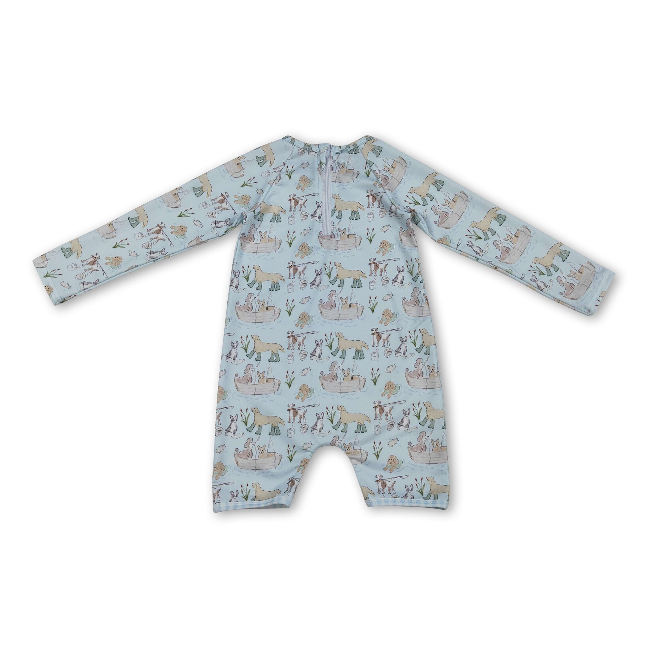 Long sleeves dog fish baby boy summer swimsuit