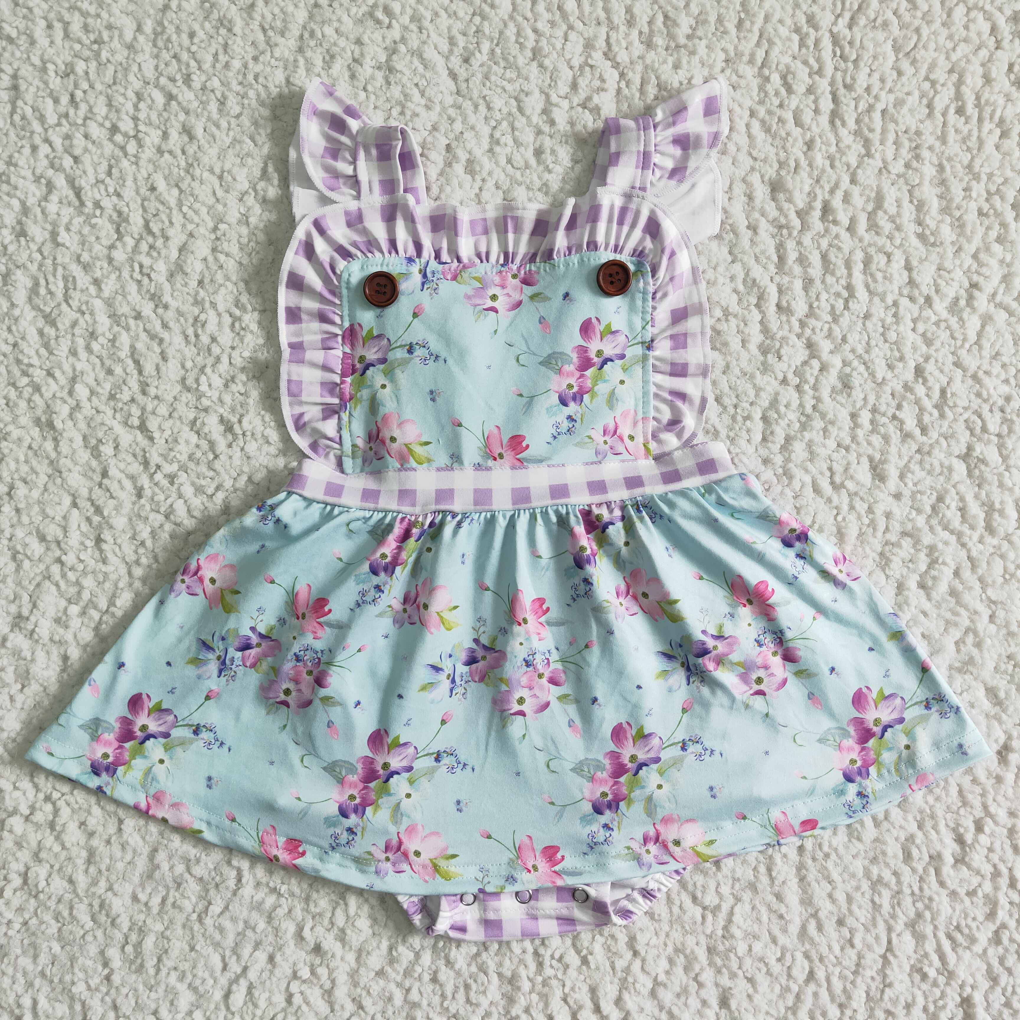 Floral backless skirt baby summer romper
