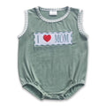 I love MOM stripe baby boy mother's day romper