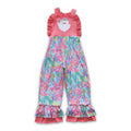Santa pink tie dye kids girls overalls