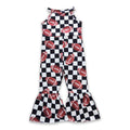 Football plaid sleeveless baby girls jumpsuit