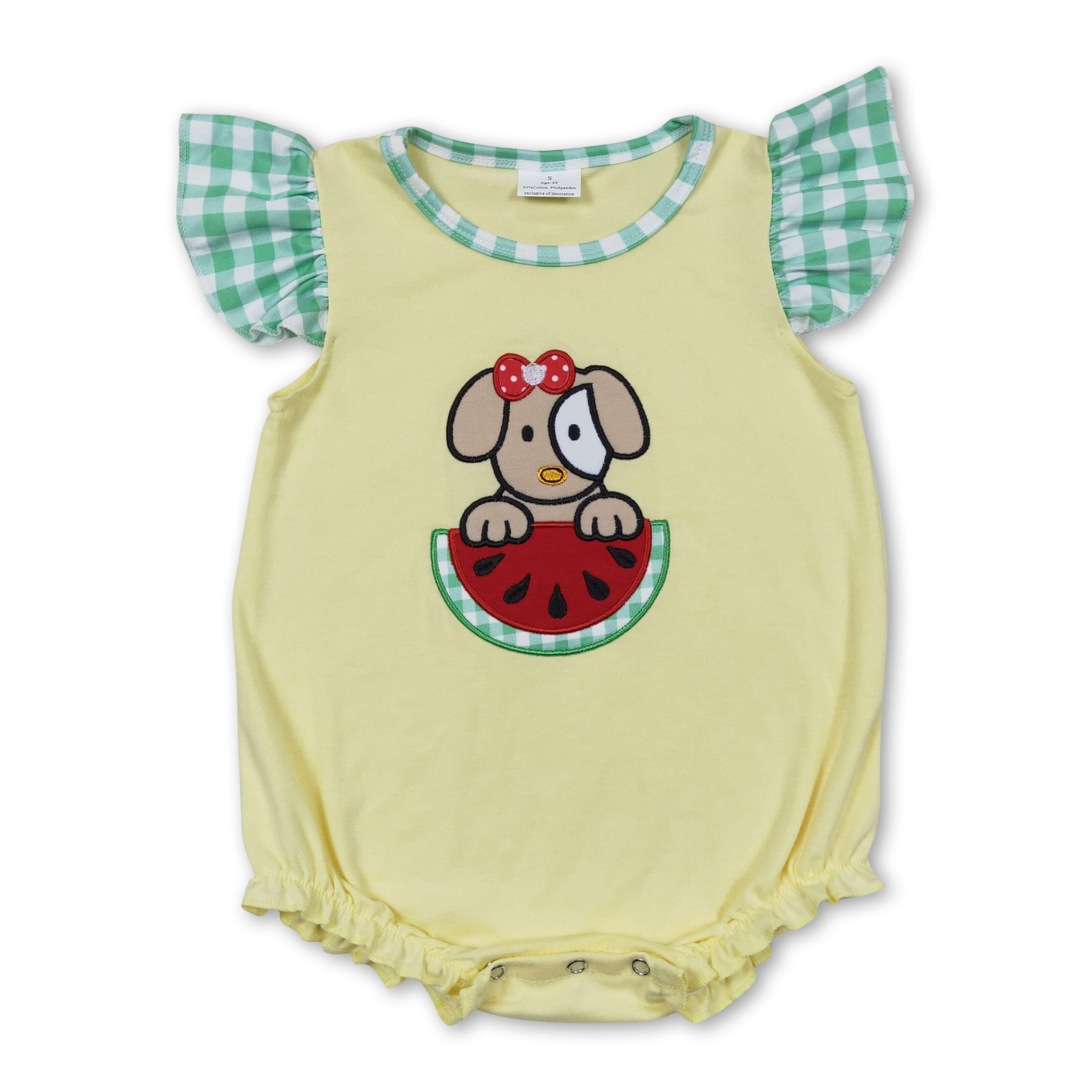 Flutter sleeves dog watermelon baby girls summer romper