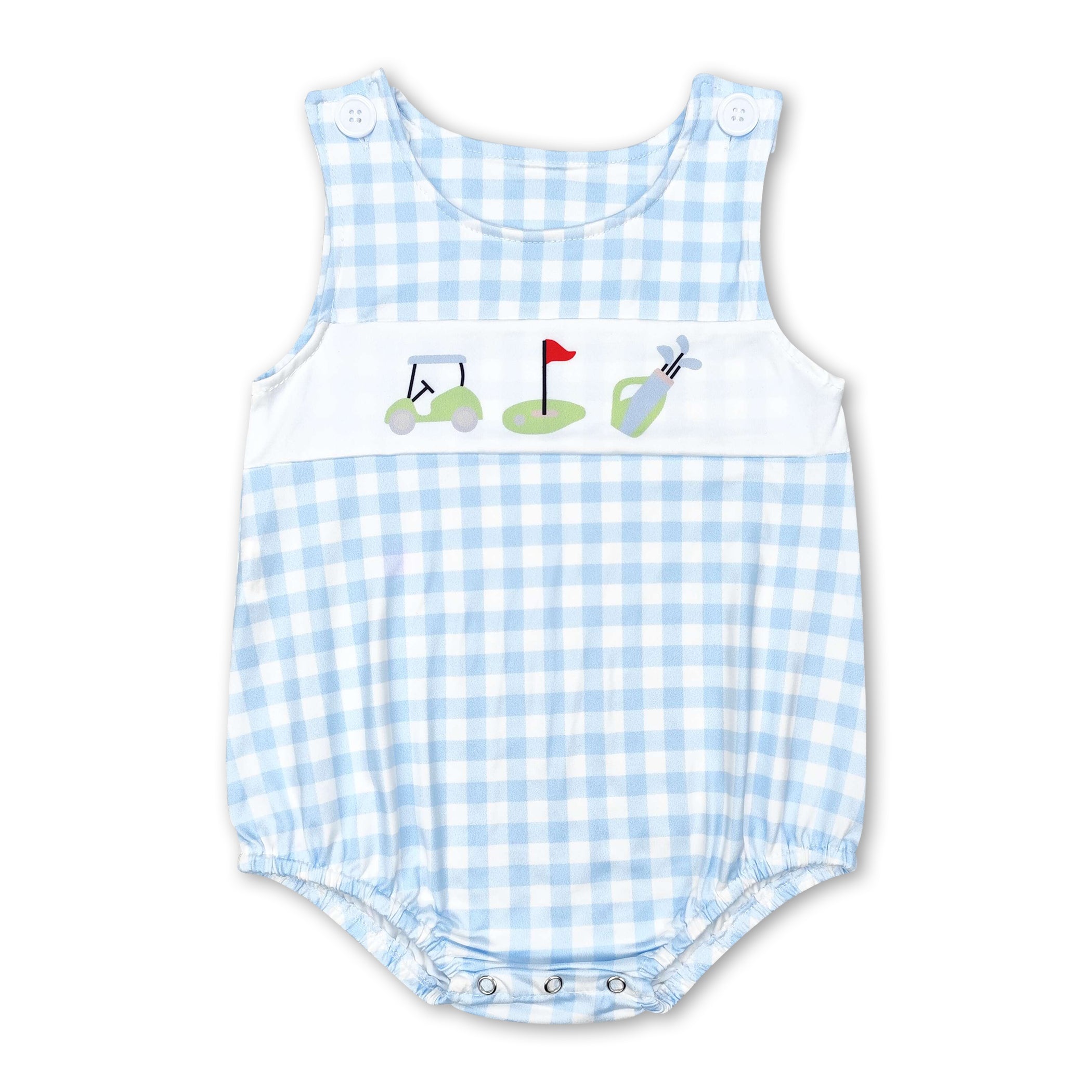 Sleeveless plaid golf baby boys summer romper