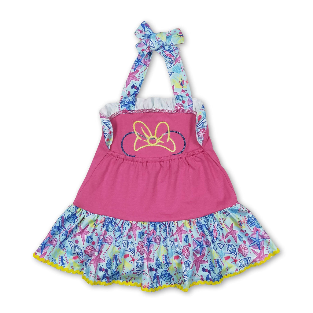 Hot pink watercolor mouse baby girls romper