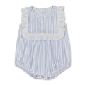 Sleeveless ruffle stripe baby girls summer romper