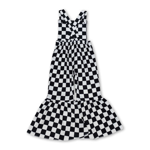 Black straps kids girls bell bottoms jumpsuit