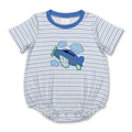Short sleeves stripe airplane baby boy romper