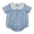 Short sleeves duck dog deer light blue baby boy romper