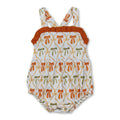 Orange ruffle straps baby girls fall romper