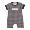 Short sleeves brown plaid duck baby boy romper