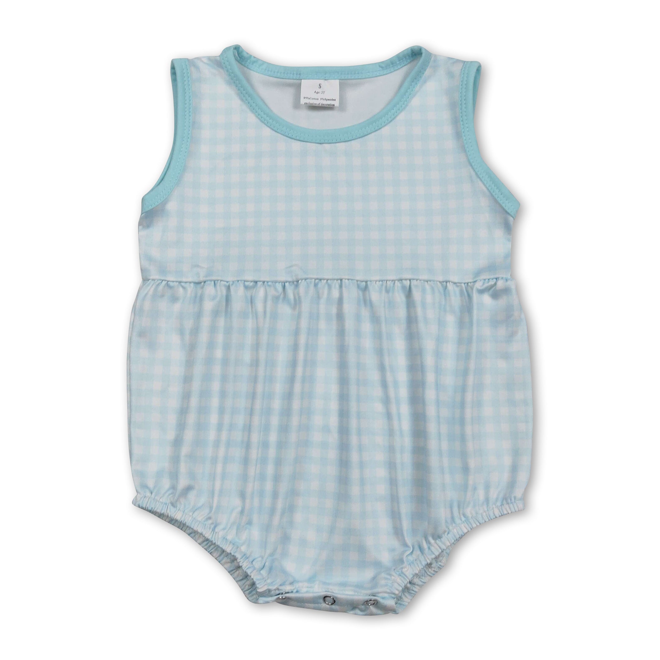 Sleeveless plaid baby kids summer romper
