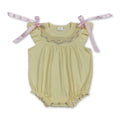Flutter sleeves yellow floral embroidery baby girls romper