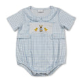 Short sleeves plaid chicken bunny baby boy Easter romper