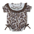 Short sleeves Mama's bestie embroidery camo girls romper