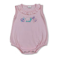 Ruffle sleeveless bee snails embroidery baby girls romper
