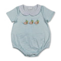 Short sleeves duck embroidery baby boy summer romper