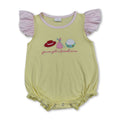 Flutter sleeves hat embroidery baby girl summer romper