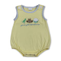 Yellow dinosaur embroidery baby boy summer romper