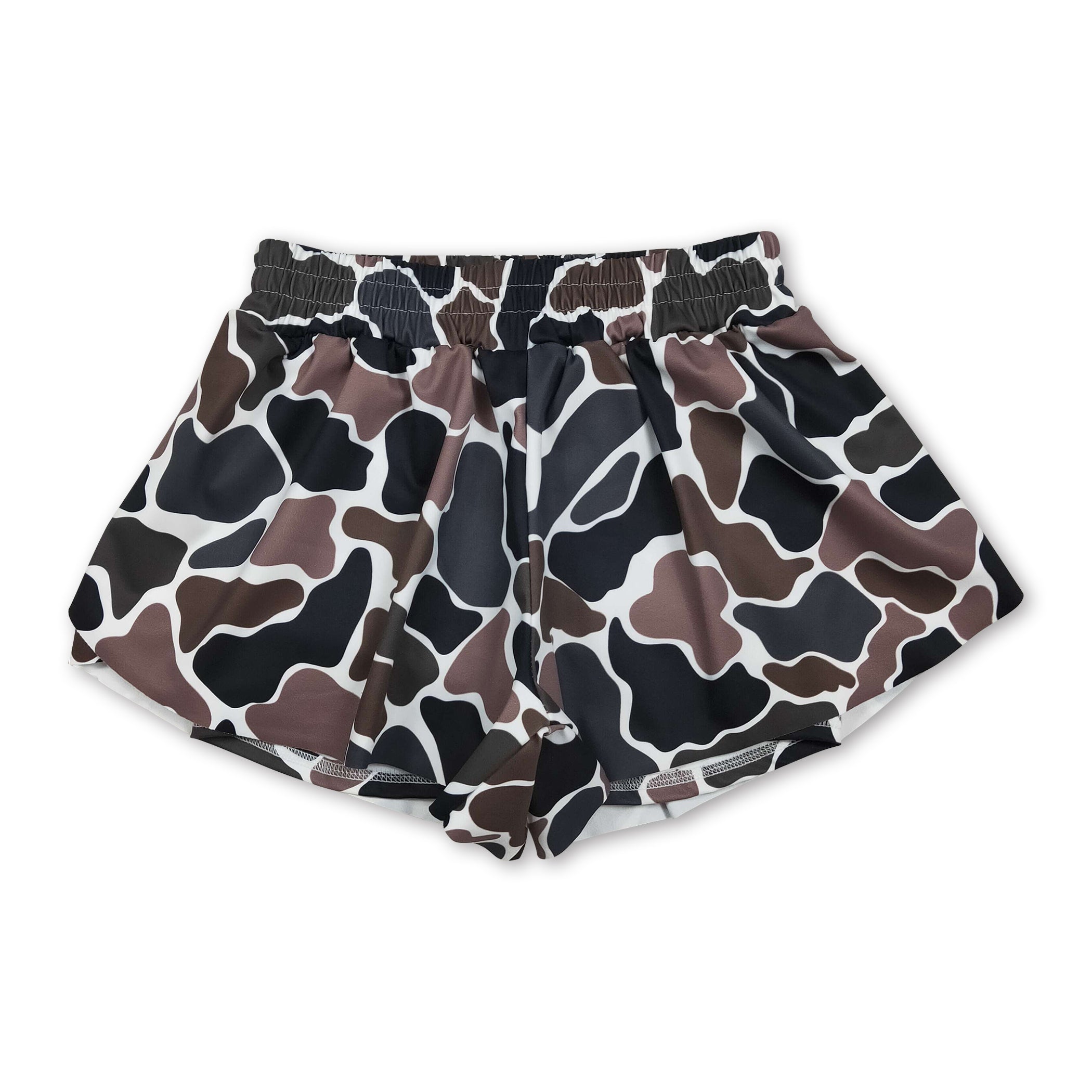 Dark camo kids girls summer active yoga shorts