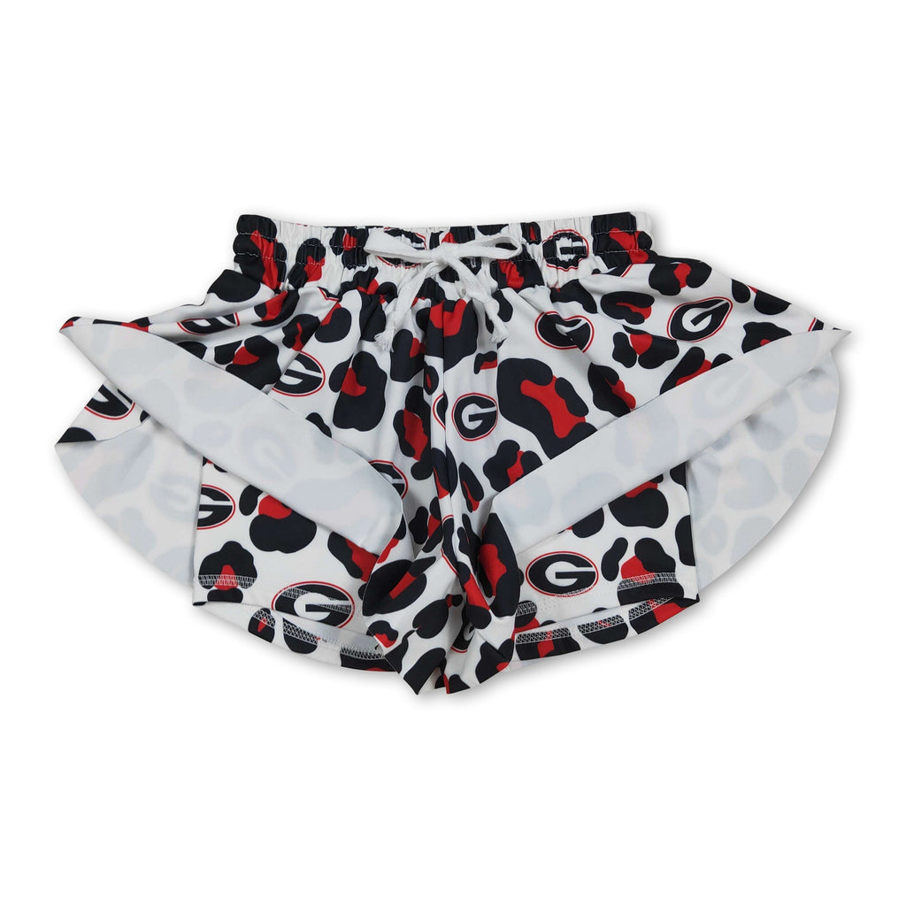 Red leopard G kids girls team active summer YOGA shorts